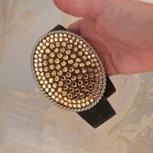 RARE Bebe Rhinestone Y2K Western Belt Buckle and Belt, Small